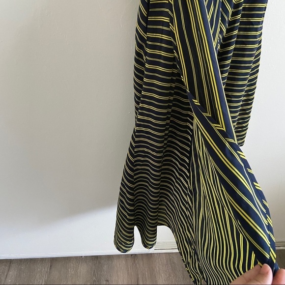 Nina Ricci Silk Striped Asymmetric Midi sleeveless Dress Size 36 US 4-6 - Picture 7 of 12